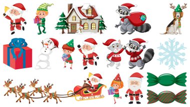 Yılbaşı temalı resimlerin izole edilmiş nesneleri