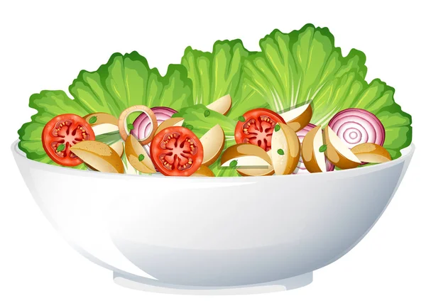 Refeição Saudável Com Ilustração Tigela Salada Vegetal Fresca —  Vetores de Stock