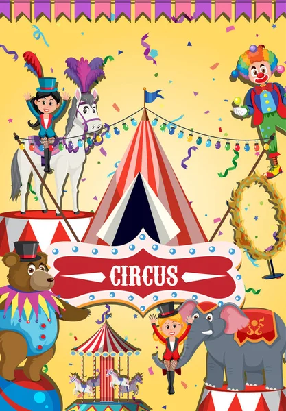 Circus Banner Design Animal Perfomance Illustration — Stock Vector
