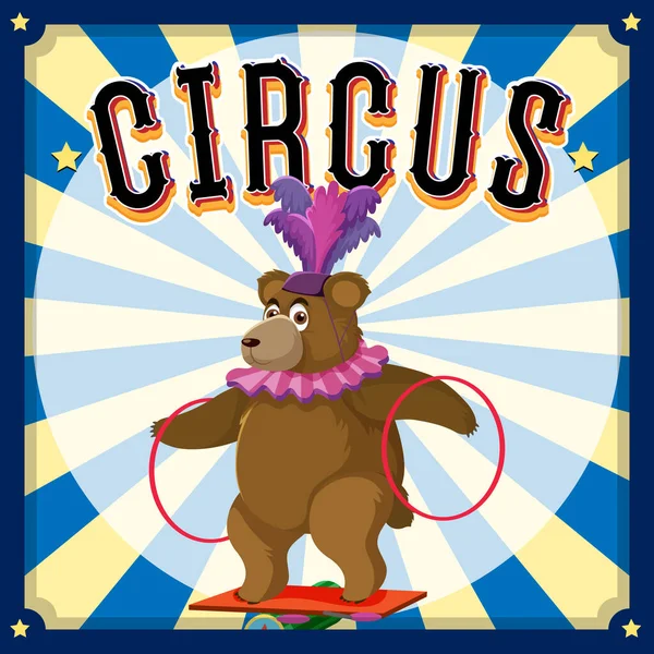 Circus Banner Design Bear Performance Playing Rings Illustration — Stock Vector