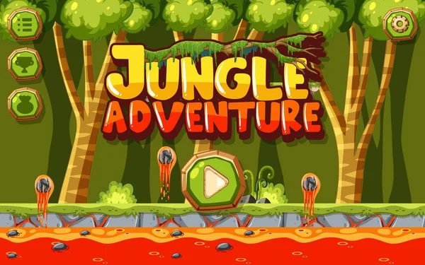 Ζούγκλα Λάβα Εδάφους Platformer Πρότυπο Παιχνίδι Εικονογράφηση — Διανυσματικό Αρχείο