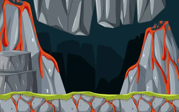 Modello Gioco Grotta Lava Scena Illustrazione — Vettoriale Stock