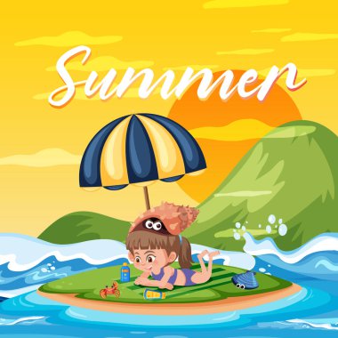 Summer Season Typographic Poster illüstrasyonu