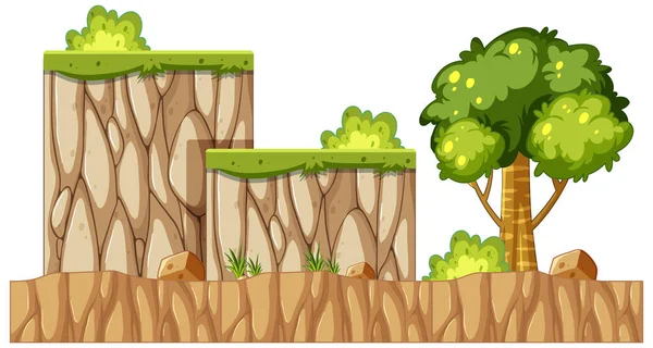 Trees Ground Cartoon Style Illustration — Stockvector