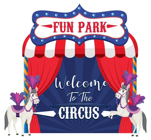 Welcome Circus Banner Horse Performance Illustration — Stockový vektor