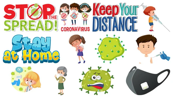 Γελοιογραφία Χαρακτήρα Και Τον Εμβολιασμό Coronavirus Μεμονωμένα Αντικείμενα Εικονογράφηση — Διανυσματικό Αρχείο