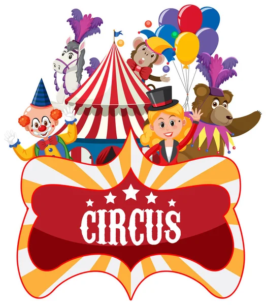 Circus Banner Circus Cartoon Character Illustration — Vector de stock