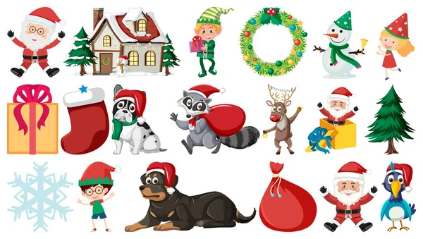 İzole edilmiş Noel Nesneleri ve Elementler Resmetmeyi Ayarla