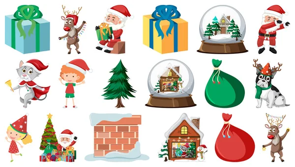 İzole edilmiş Noel Nesneleri ve Elementler Resmetmeyi Ayarla