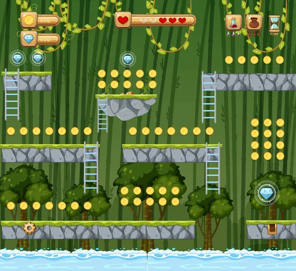 Bir oyun şablonu orman sahne illüstrasyon