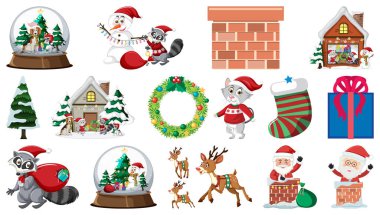 Isolated Christmas objects set illustration