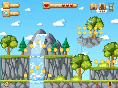 Oyun Şablonu Doğa Ormanı Görüntü Çizimi