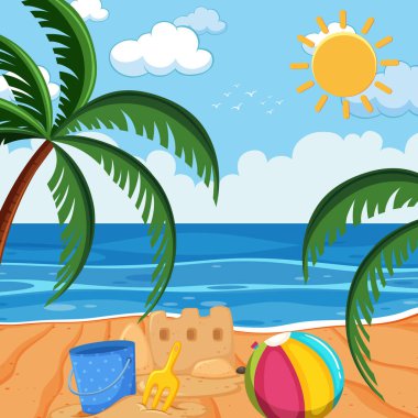 Yaz mevsimi ve plaj arkaplanı çizimi