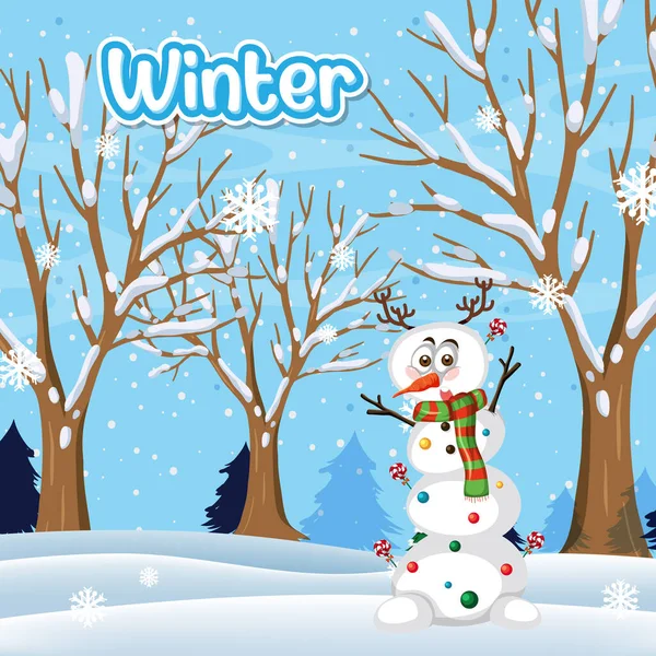 Snowman Winter Snow Background Illustration — Stock vektor