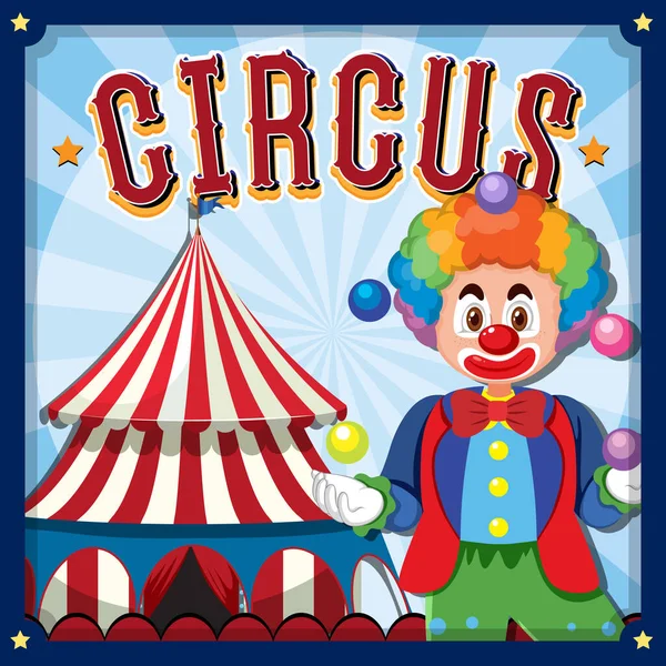 Circus Banner Design Clown Cartoon Illustration — Stok Vektör