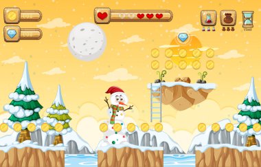 Oyun Şablonu Doğa Ormanı Görüntü Çizimi