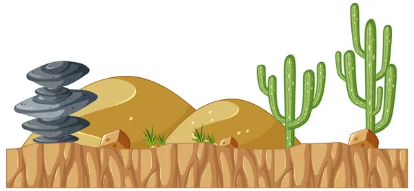 Saguaro Cactus Stone Ground Illustration — 스톡 벡터