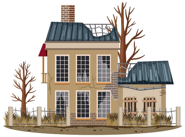 Verlassenes Haus Auf Weißem Hintergrund Illustration — Stockvektor