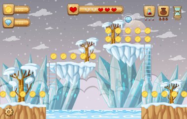 Oyun Şablonu Kar Sahnesi çizimi