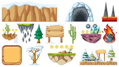 Set of isolated game objects  illustration
