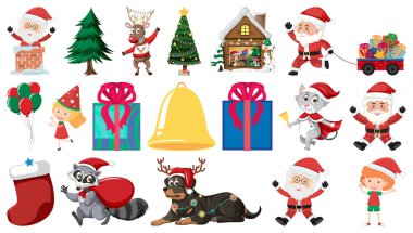 Isolated Christmas objects set illustration