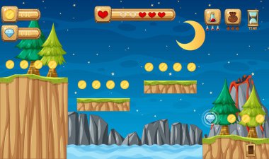 Oyun Şablonu Orman Sahnesi Çizimi