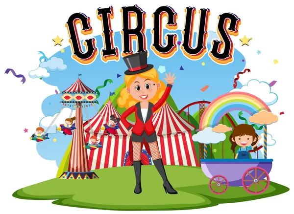 Circus logo design with magician girl illustration