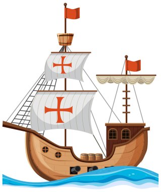 Christopher columbus ship isolated illustration