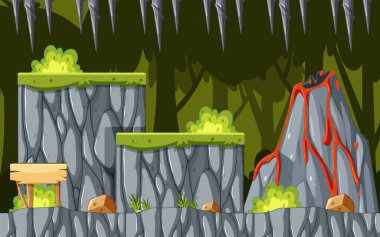 Bir Oyun Şablonu Macera Ormanı Çizimi