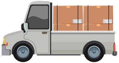 Isolated truck pickup car with packages for delivery illustration