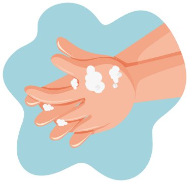 Hands washing with foaming hand soap illustration