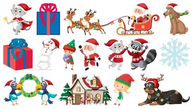 Yılbaşı temalı resimlerin izole edilmiş nesneleri