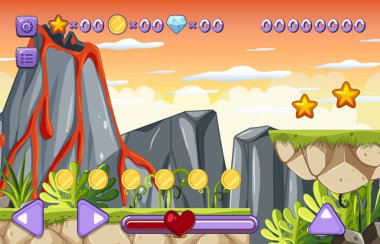 Bir Oyun Şablonu Volkan Sahnesi çizimi