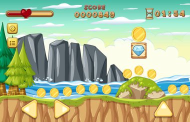 Bir Oyun Şablonu Orman Sahnesi çizimi