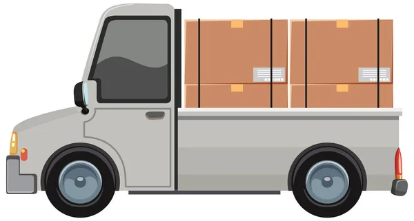 Coche Camioneta Aislado Con Paquetes Para Ilustración Entrega — Vector de stock