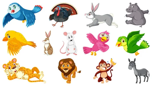 Serie Animali Isolati Diversi Illustrazione — Vettoriale Stock