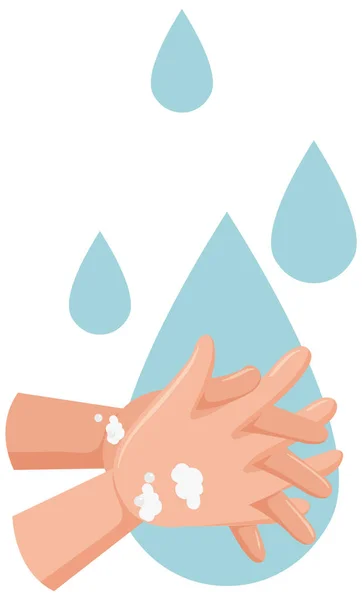 Hand Washing Water Drop Illustration — стоковый вектор