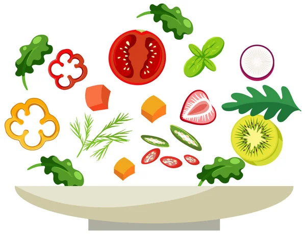 Vegetable Salad White Background Illustration — Vetor de Stock