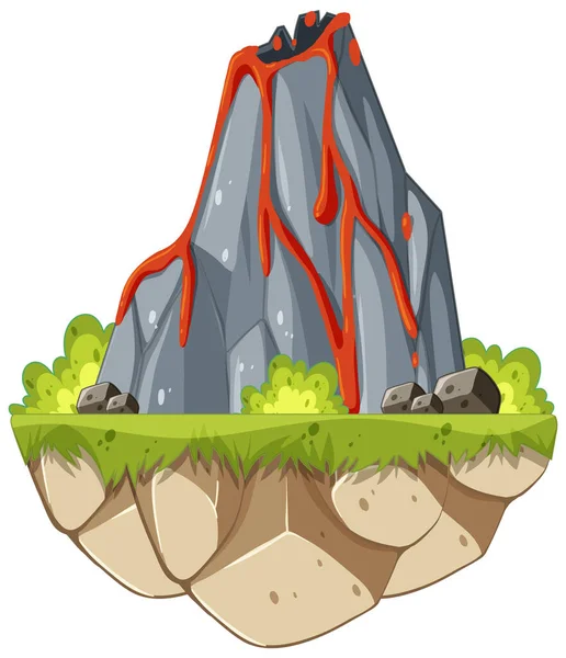 Wulkan Lawą Stylu Kreskówki Ilustracja — Wektor stockowy