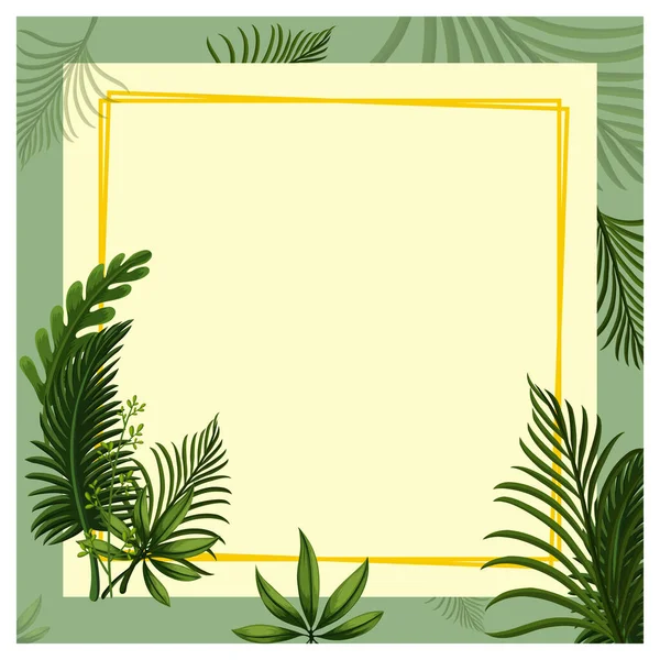 Square Frame Tropical Foliage Template Illustration — Stockvector