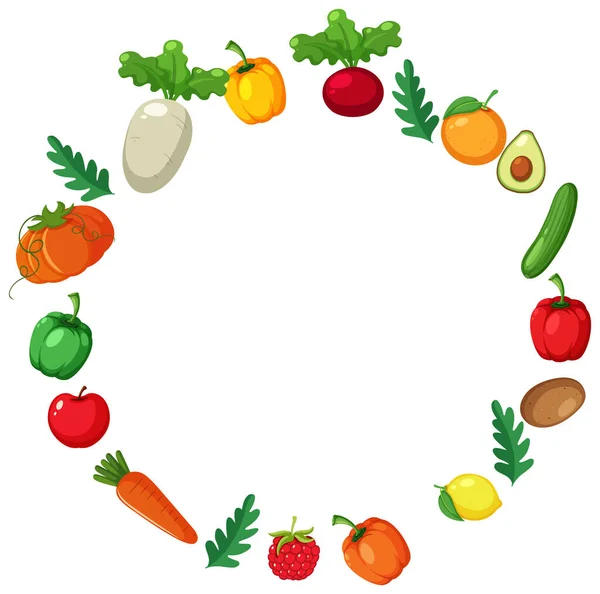Various Fruits Vegetables Border Illustration — Stockový vektor
