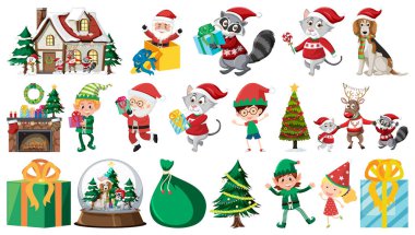 Isolated Christmas objects set illustration