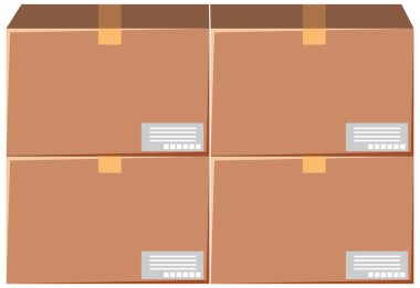 Four cardboard boxes for delivery illustration
