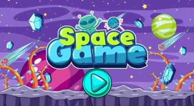 Bir Oyun Şablonu Galaksi Uzay Sahnesi çizimi