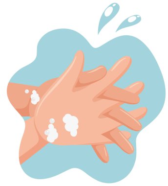 Hand washing with foaming hand soap and water illustration