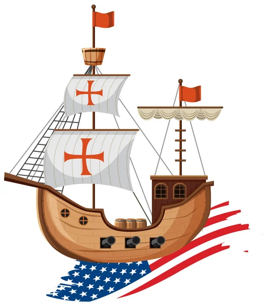 Christophe Colomb Navire Illustration Isolée — Image vectorielle