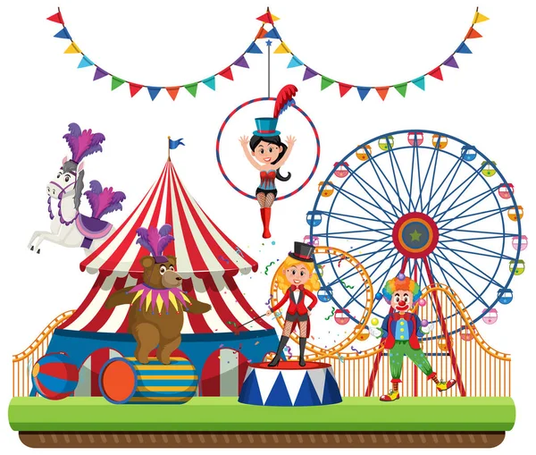 Тематический Парк Цирка Изолированной Фоновой Иллюстрации — стоковый вектор