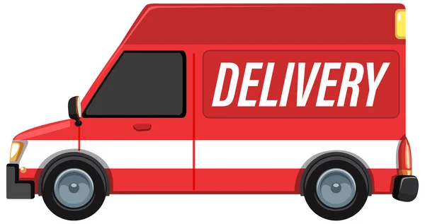 Red Delivery Van Cartoon Style Illustration - Stok Vektor