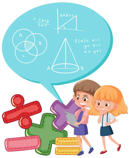 Girls Math Symbols Illustration — Stockvektor