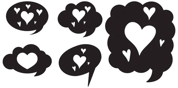 Símbolos Del Corazón Habla Burbujas Conjunto Ilustración — Vector de stock